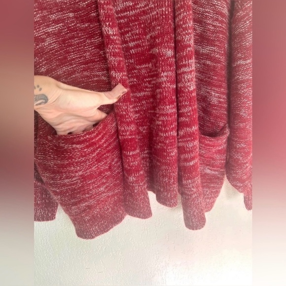 Urban Outfitters Red Marled Open Cardigan XS Cozy Knit Sweater - Picture 7 of 10